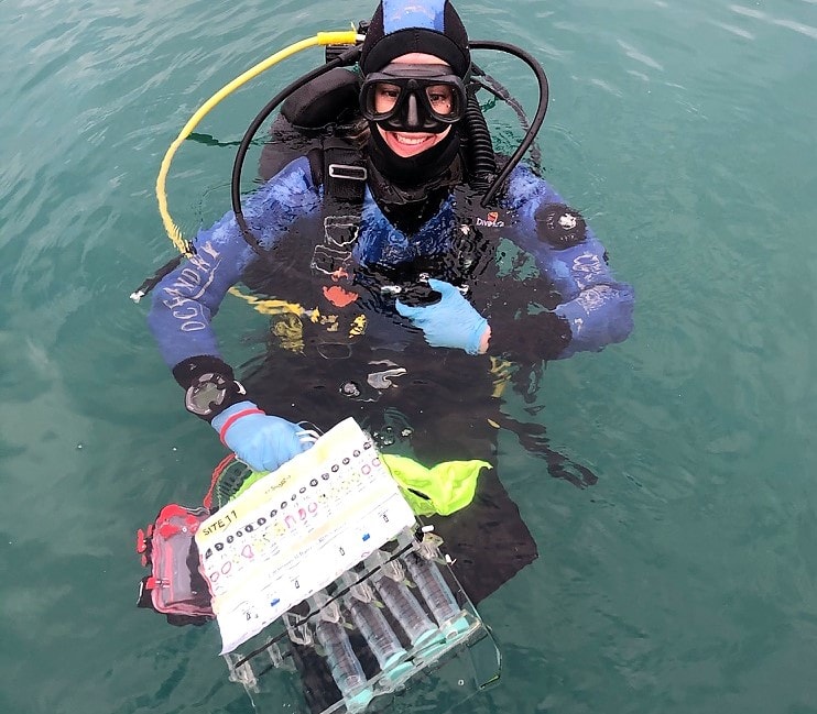 Cawthron diver with water samples